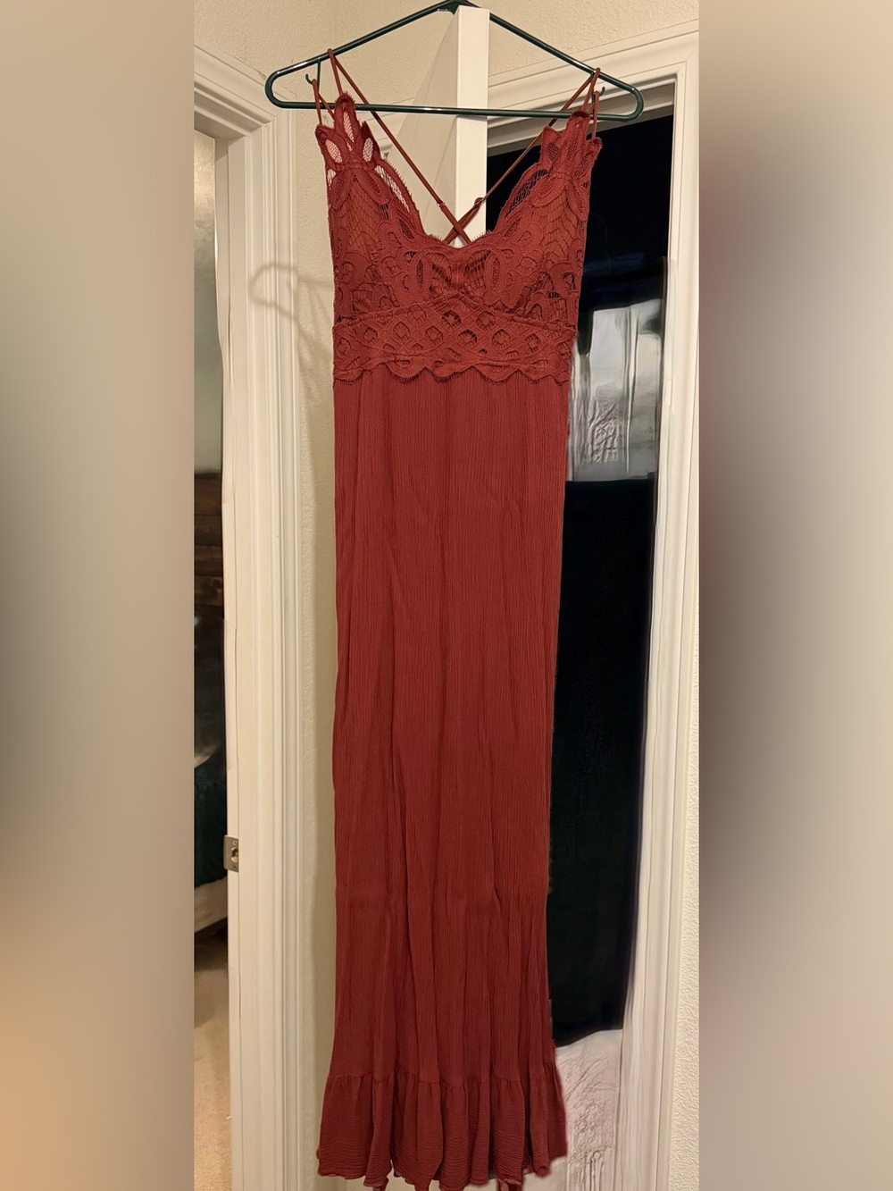 Rust Crochet-Waist Maxi Skirt - NWOT